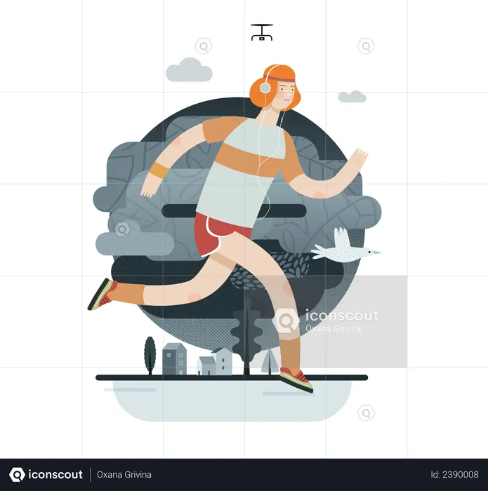 Man running in marathon  Illustration