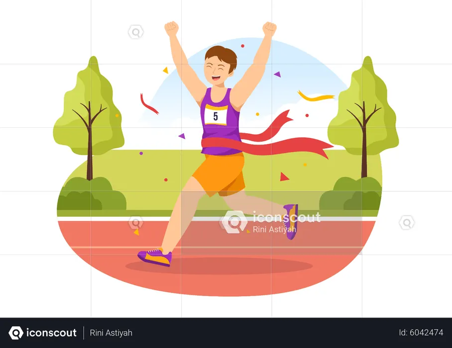 Man running in Marathon Race  Illustration
