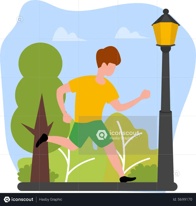 Man running in park  Illustration
