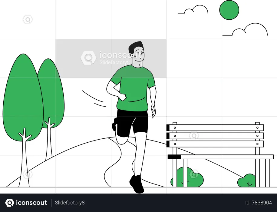 Man Running In The Park  Illustration