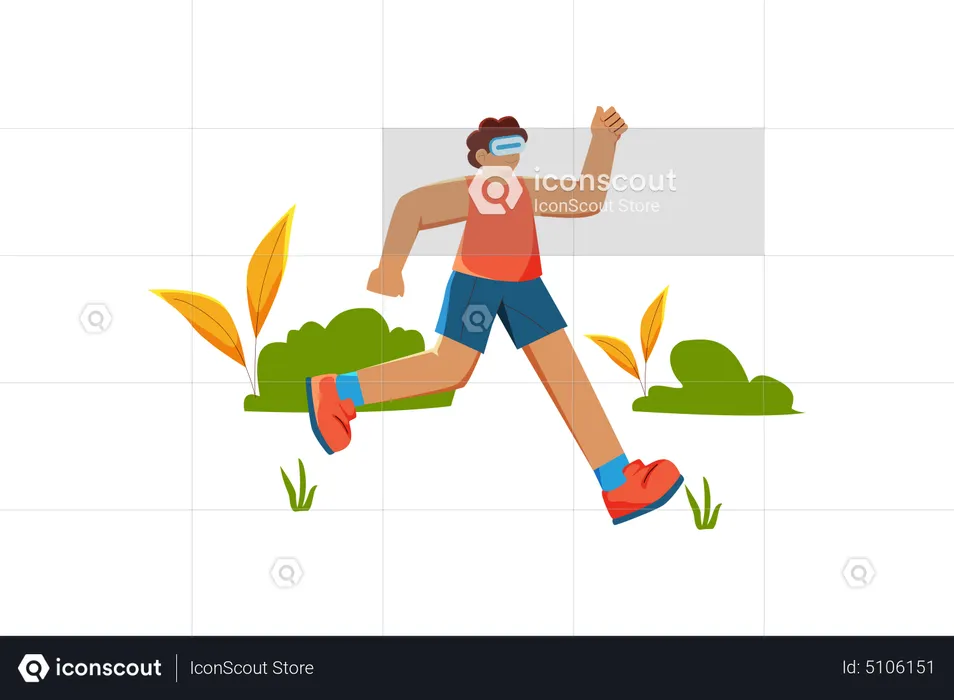 Man running in virtual world  Illustration