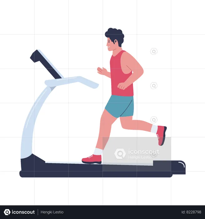 Best Man running on treadmill Illustration download in PNG & Vector