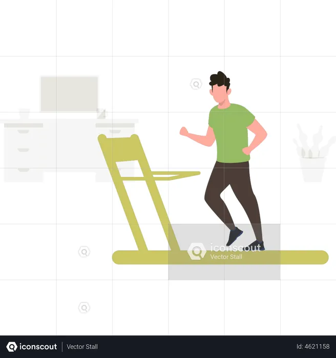Man Running On Treadmill  Illustration