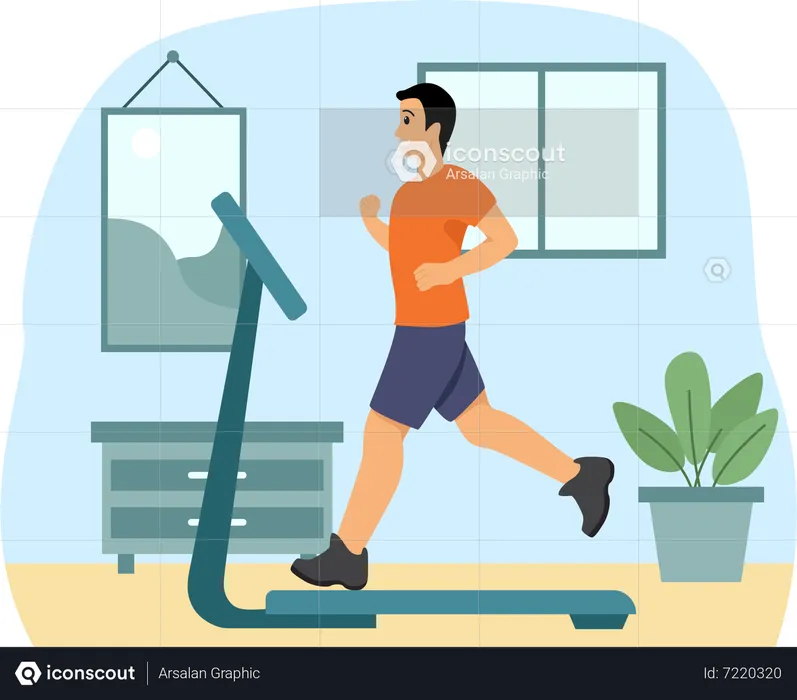 Man running on treadmill  Illustration