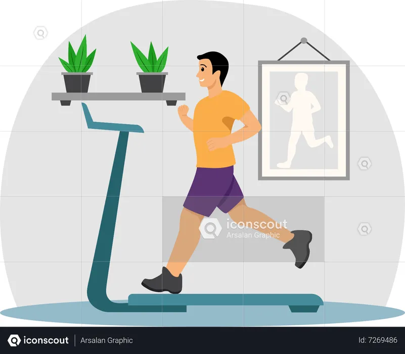 Man running on Treadmill  Illustration