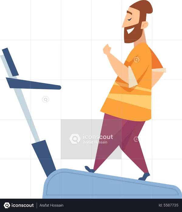 Man running on treadmill  Illustration