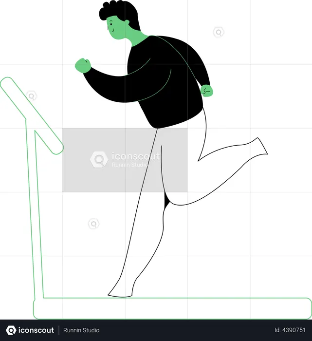 Man running on treadmill  Illustration