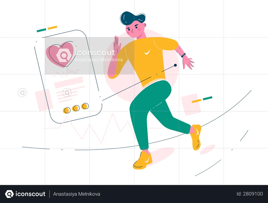 Man running wearing smart band  Illustration