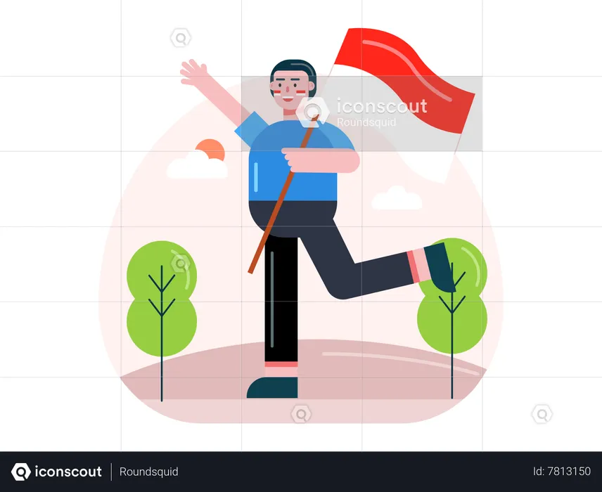 Man running with country flag  Illustration