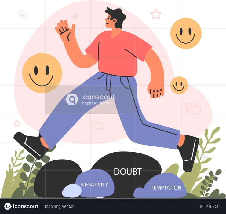 Man running with resilience  Illustration