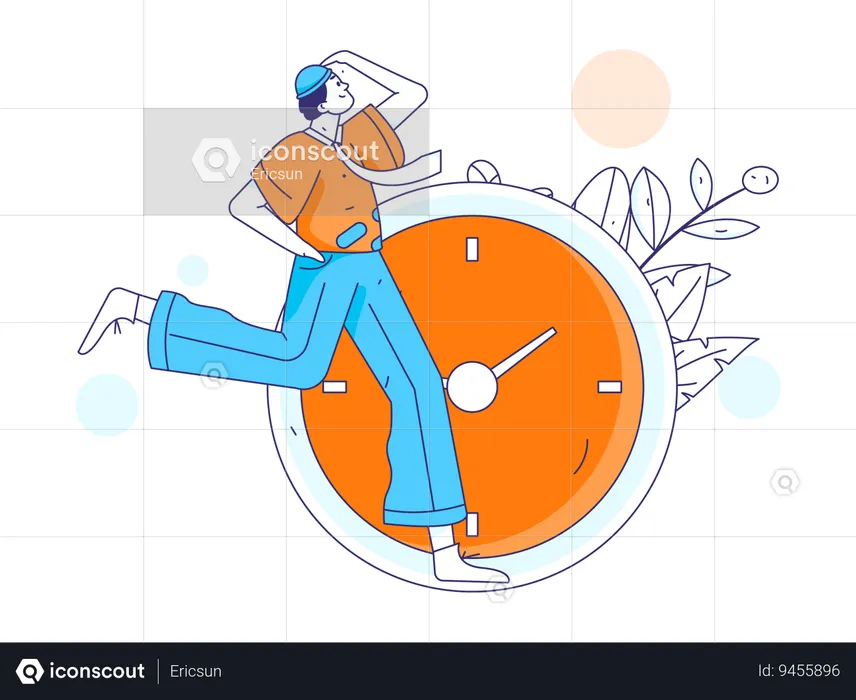 Man running with time  Illustration