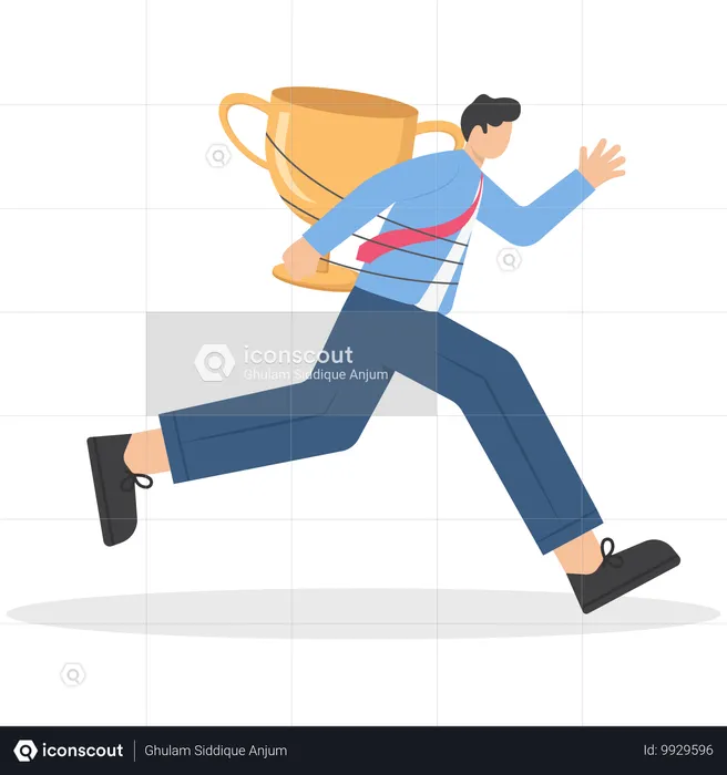 Man running with trophy cup  Illustration