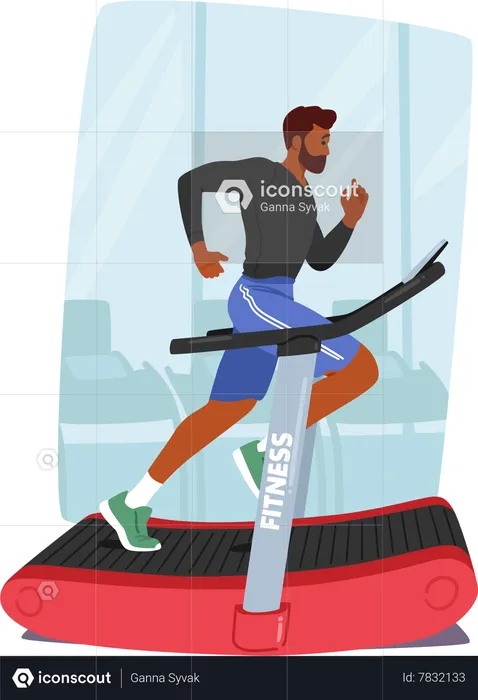 Man Runs On Treadmill  Illustration