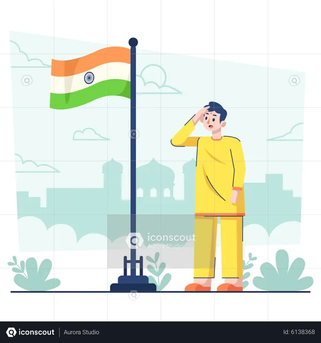 Man saluting on Indian republic day  Illustration