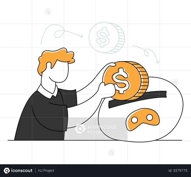 Man Saving Money  Illustration