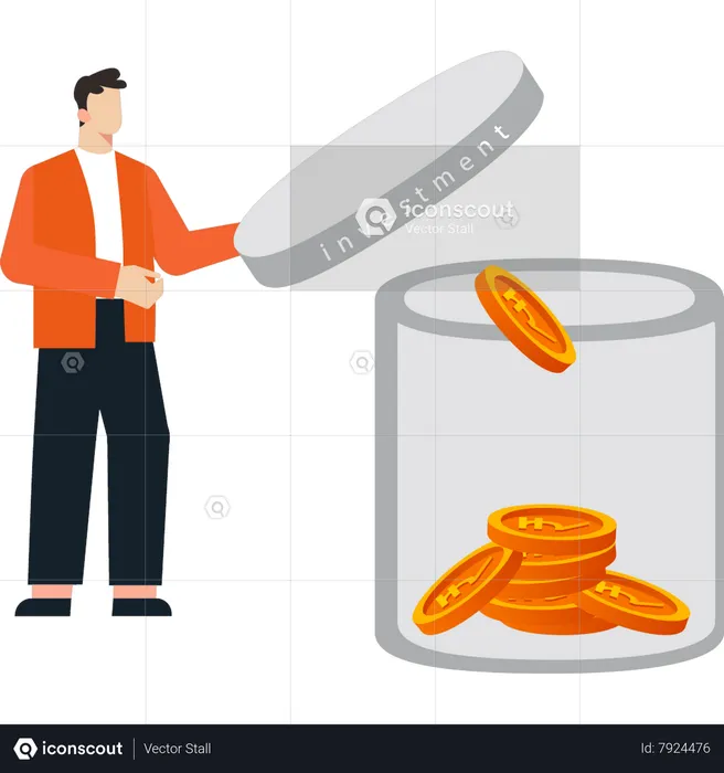 Man saving money  Illustration