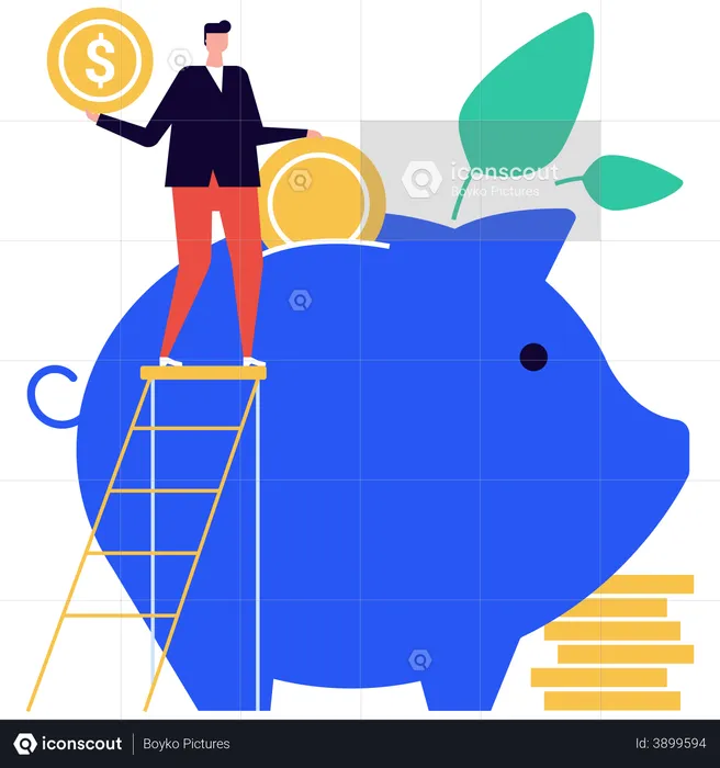 Man saving money  Illustration