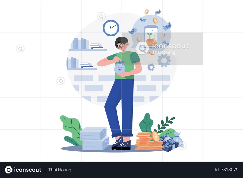 Man Saving Money  Illustration