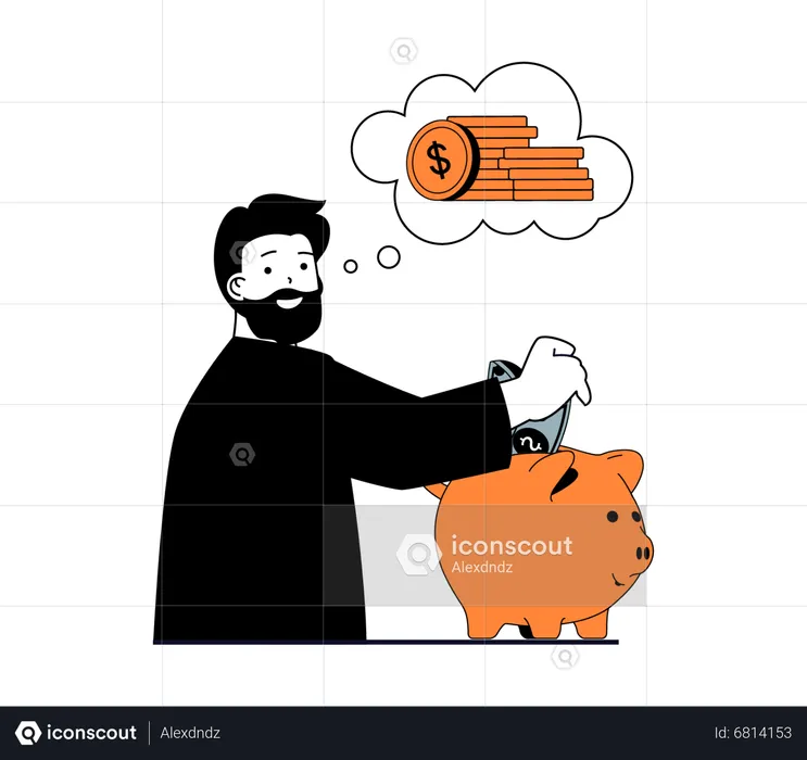 Man saving money  Illustration