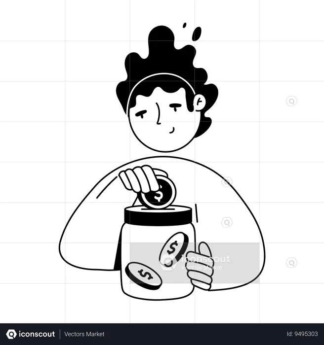 Man Saving Money  Illustration