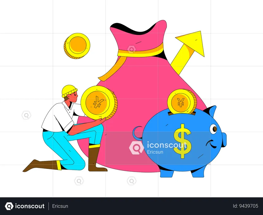 Man saving money  Illustration