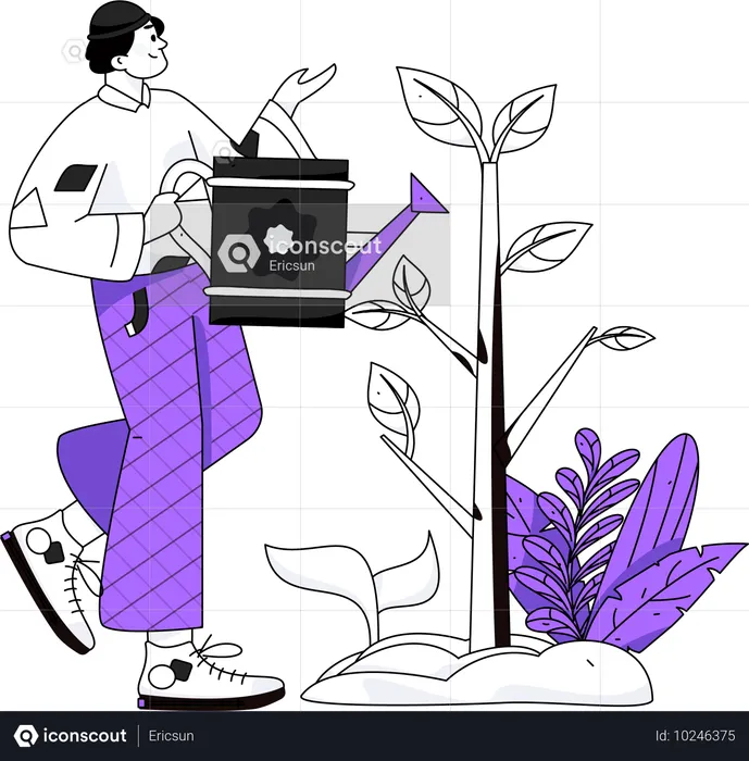 Man saving plants for world generations  Illustration