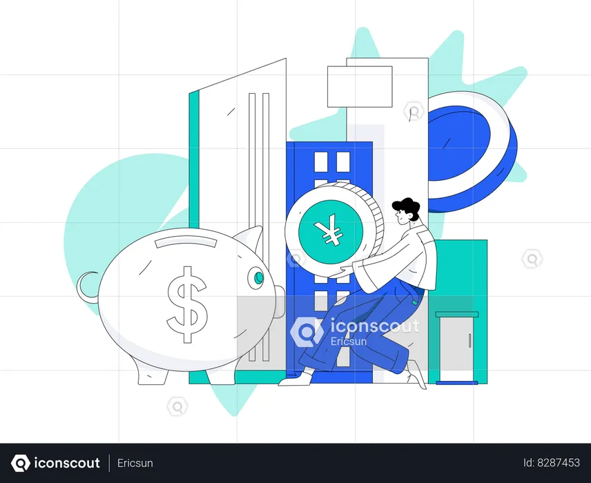 Man savings money for property  Illustration