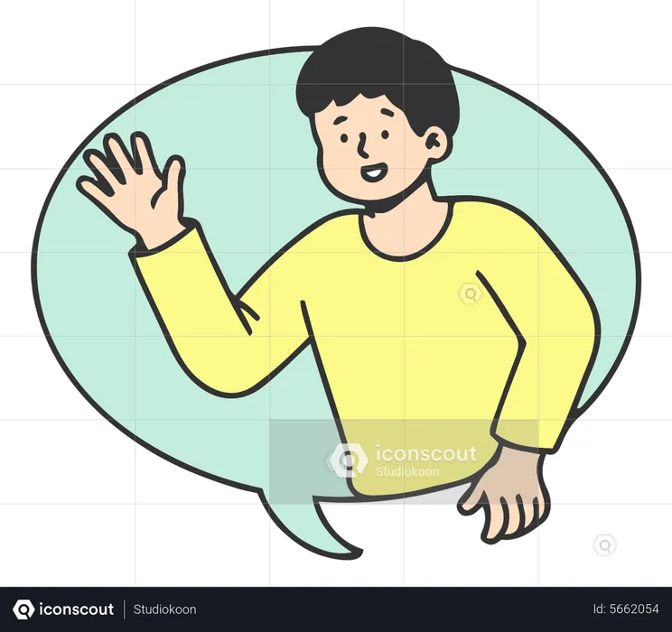 Man saying hello greeting  Illustration