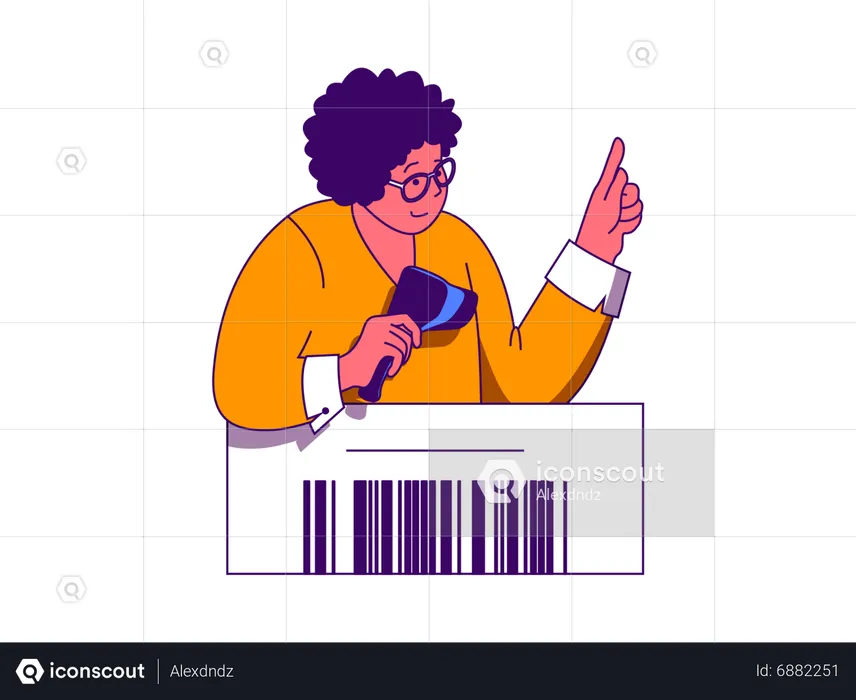 Man scanning barcode using barcode gun  Illustration