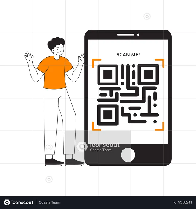 Man Scans QR Code Illustration - E-commerce & Shopping Illustrations ...
