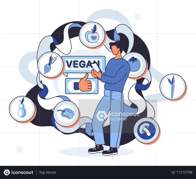 Man schedules his diet plan  Illustration