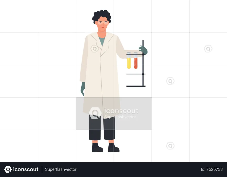 Man scientist doing chemical experiment  Illustration
