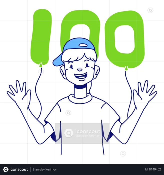 Man scored 100  Illustration