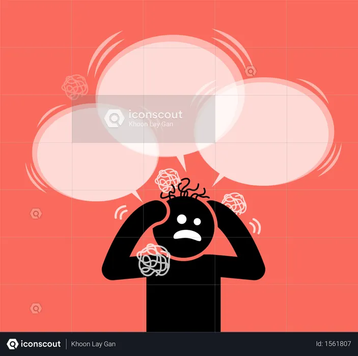 Man scratching his head and hair  Illustration