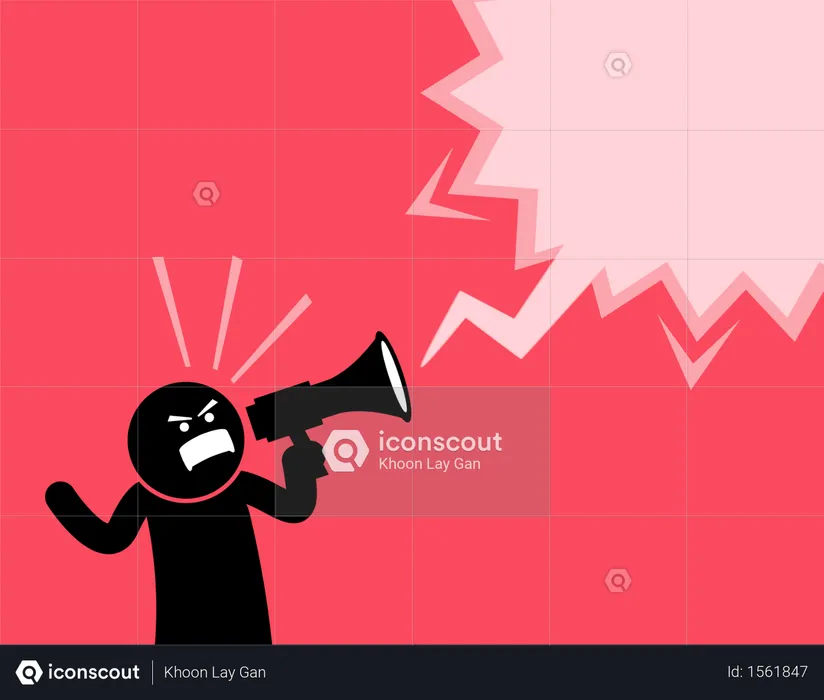 Man screaming out loud with a megaphone  Illustration