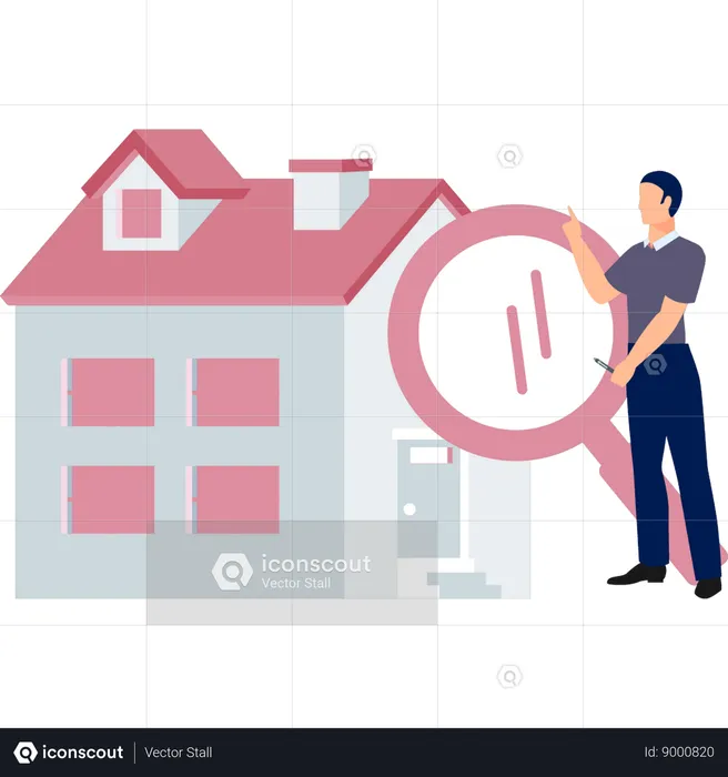 Man search for new house  Illustration