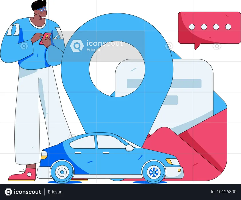 Man searches for taxi location  Illustration