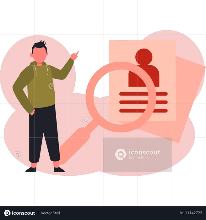 Man searching employee profile  Illustration