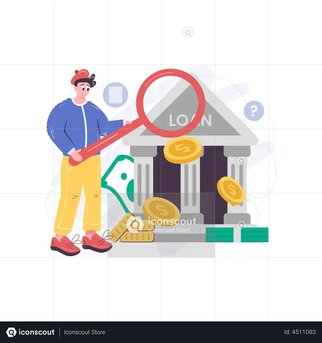 Man searching for loan  Illustration