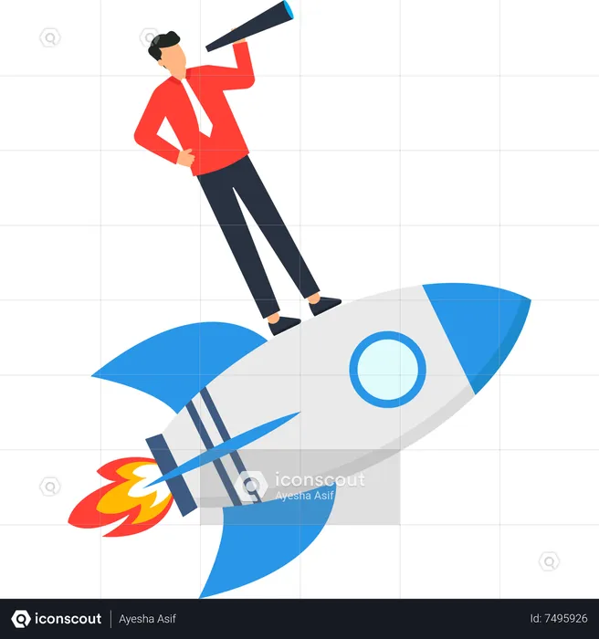 Man Searching for the Business Vision  Illustration