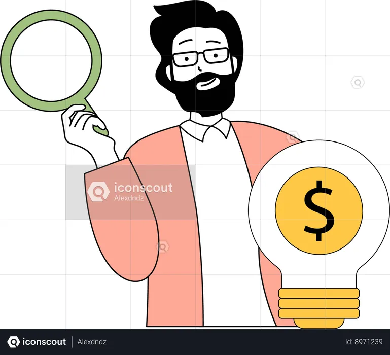 Man searching money idea  Illustration