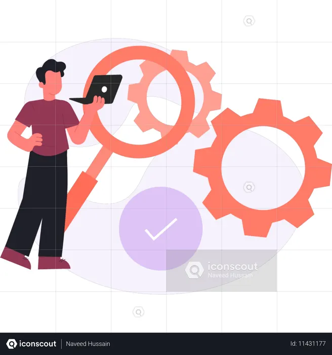 Man  searching on setting  Illustration