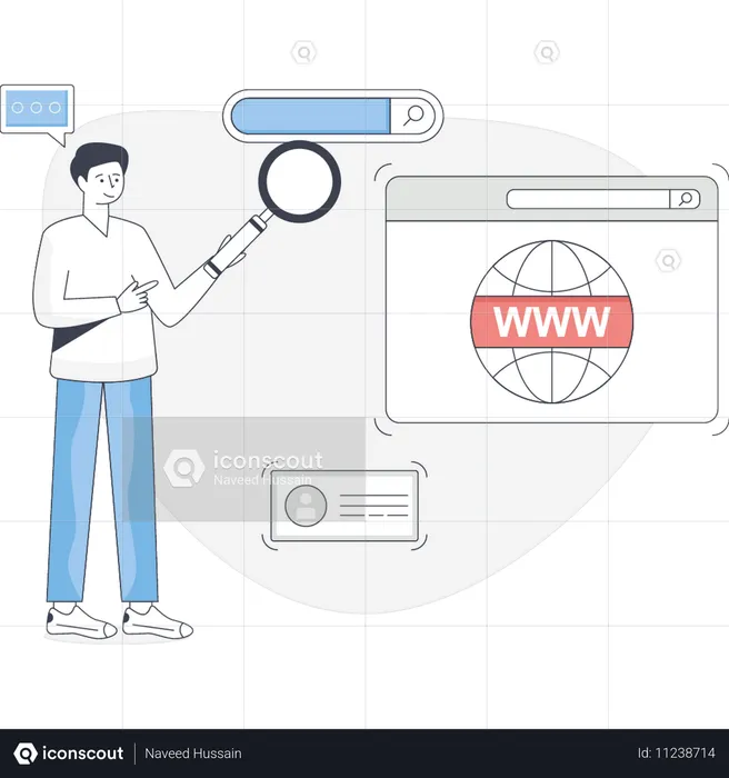 Man searching on webpage  Illustration