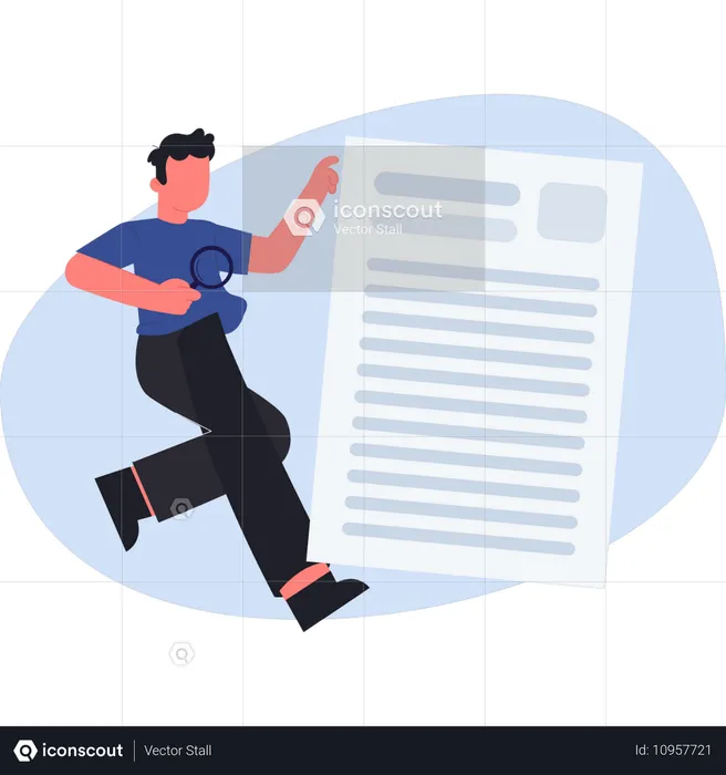 Man searching paper document  Illustration