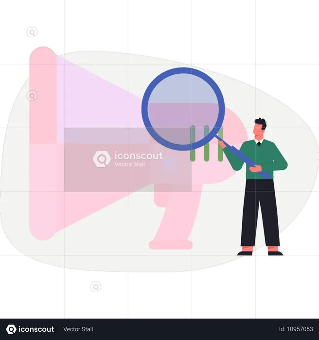 Man searching video marketing  Illustration