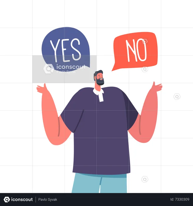 Man Selecting Between Yes Or No Choices  Illustration