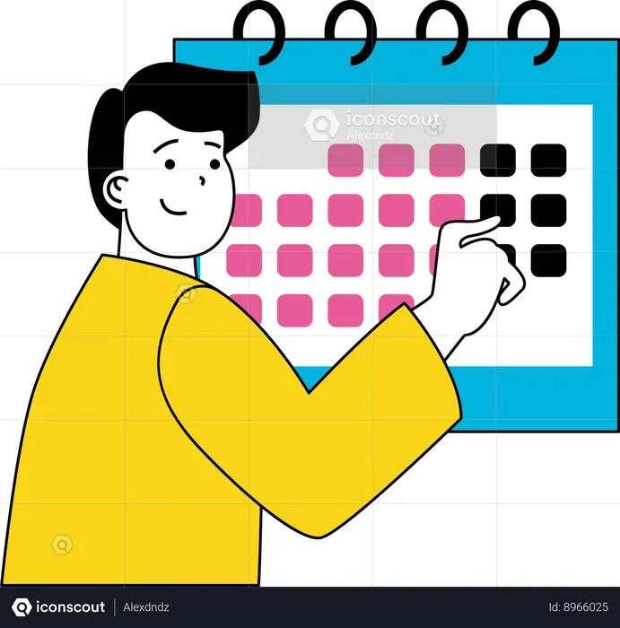 Man selecting delivery date  Illustration