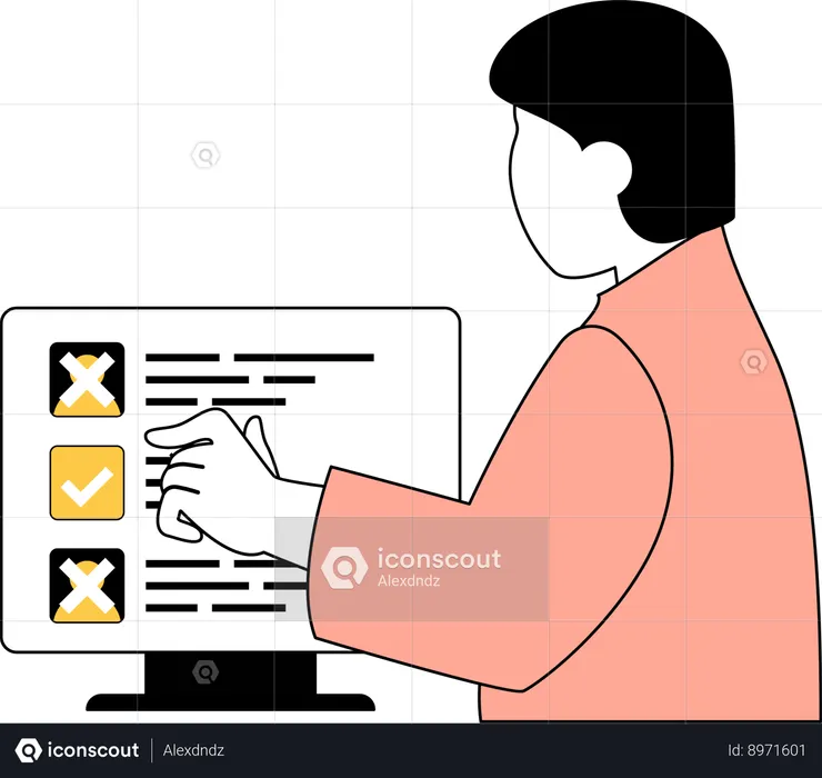 Man selecting online candidate  Illustration