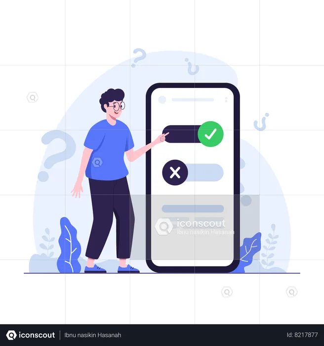 Man selects toggle in app  Illustration