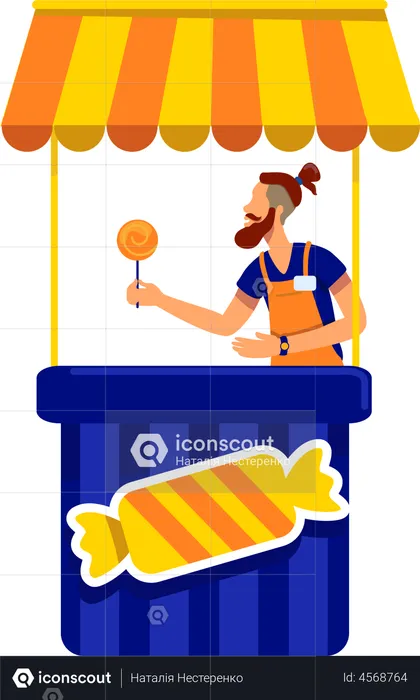 Man selling candy  Illustration